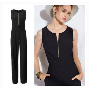 Cabi Black Zip Front Sleeveless Jumpsuit Size 12